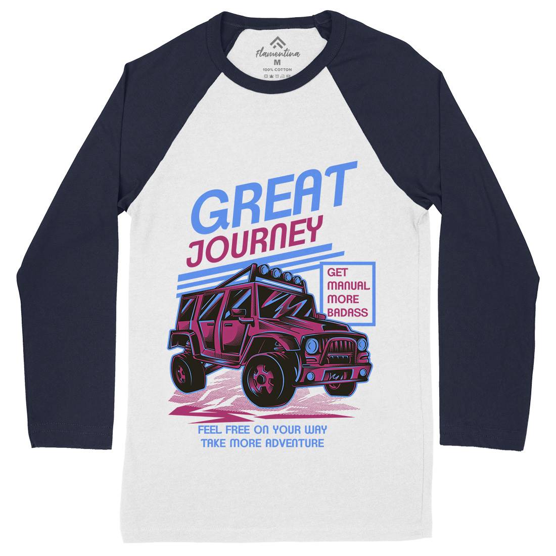 Great Journey Mens Long Sleeve Baseball T-Shirt Cars D600