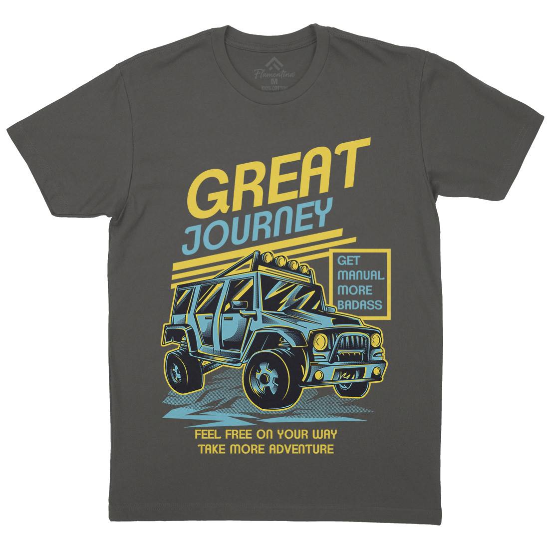 Great Journey Mens Organic Crew Neck T-Shirt Cars D600