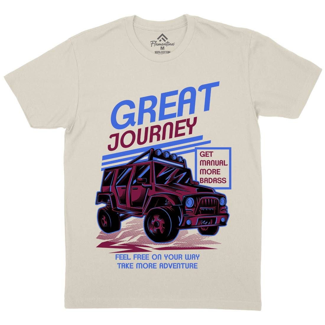 Great Journey Mens Organic Crew Neck T-Shirt Cars D600