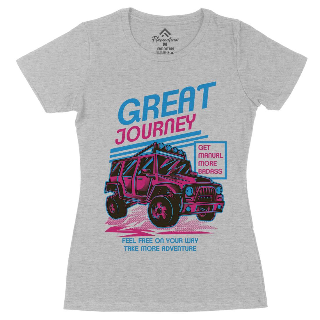 Great Journey Womens Organic Crew Neck T-Shirt Cars D600