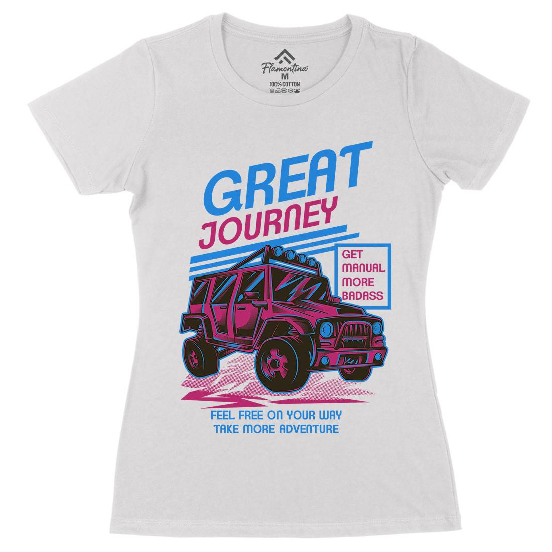 Great Journey Womens Organic Crew Neck T-Shirt Cars D600