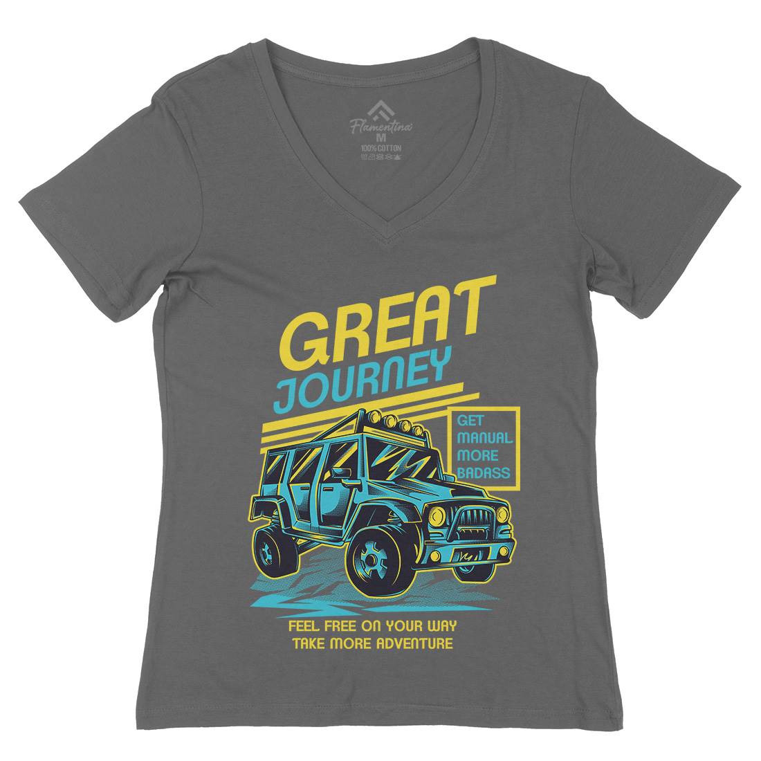 Great Journey Womens Organic V-Neck T-Shirt Cars D600