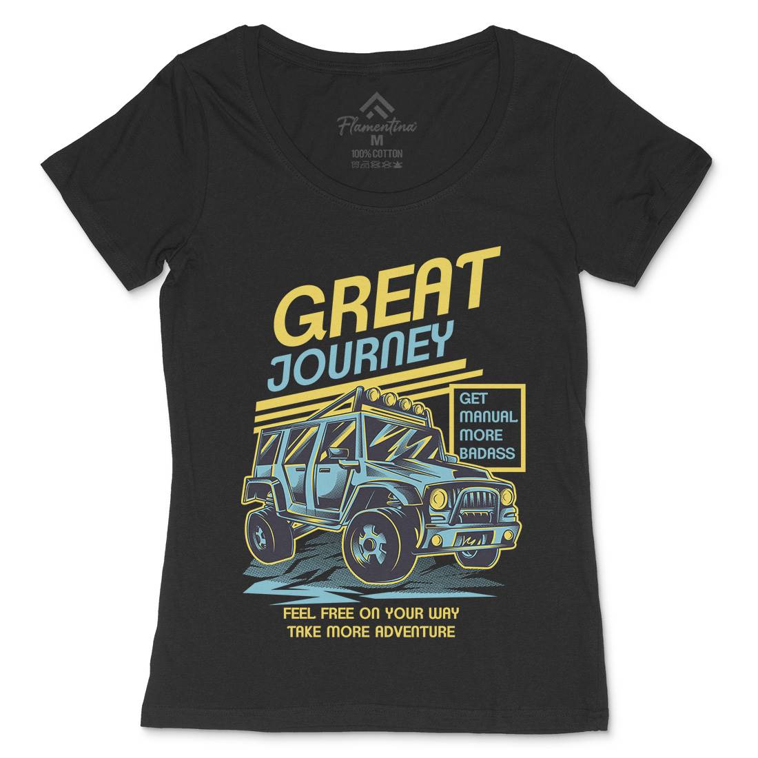 Great Journey Womens Scoop Neck T-Shirt Cars D600
