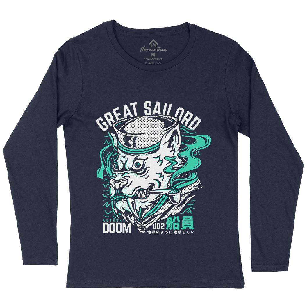 Great Sailord Womens Long Sleeve T-Shirt Navy D601