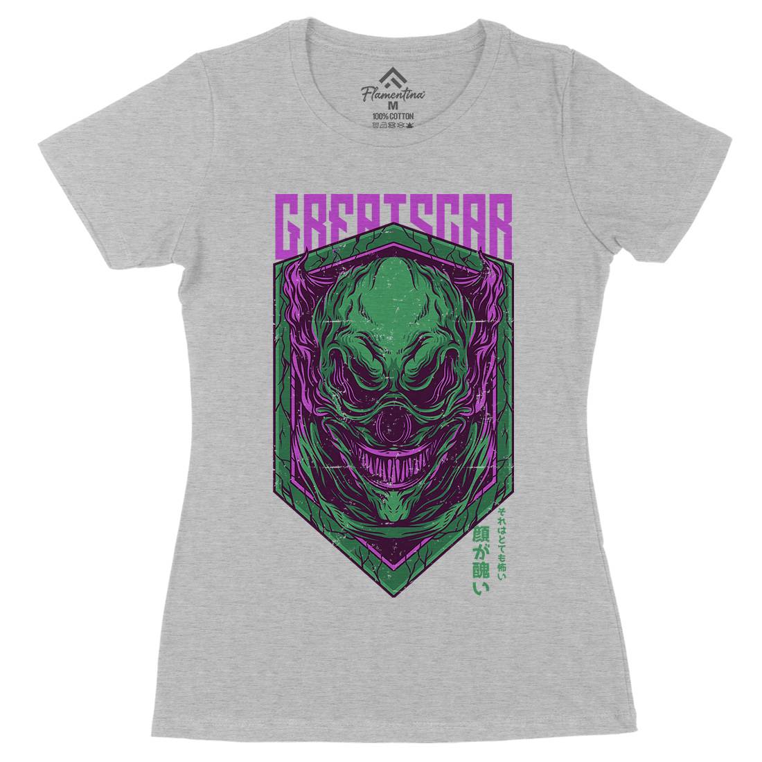 Great Scar Womens Organic Crew Neck T-Shirt Horror D602