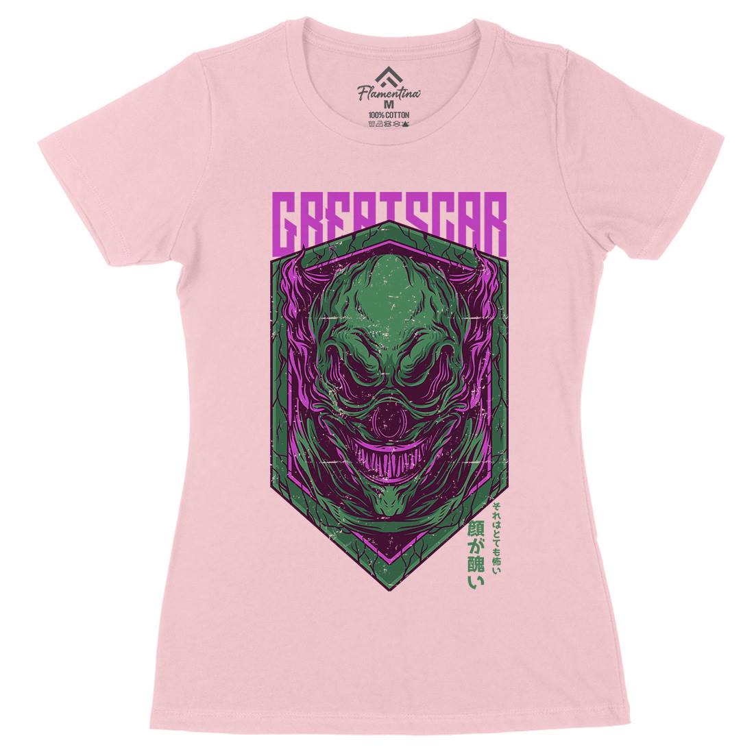 Great Scar Womens Organic Crew Neck T-Shirt Horror D602