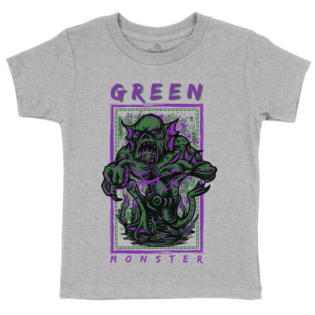 Green Monster Kids Crew Neck T-Shirt Horror D603