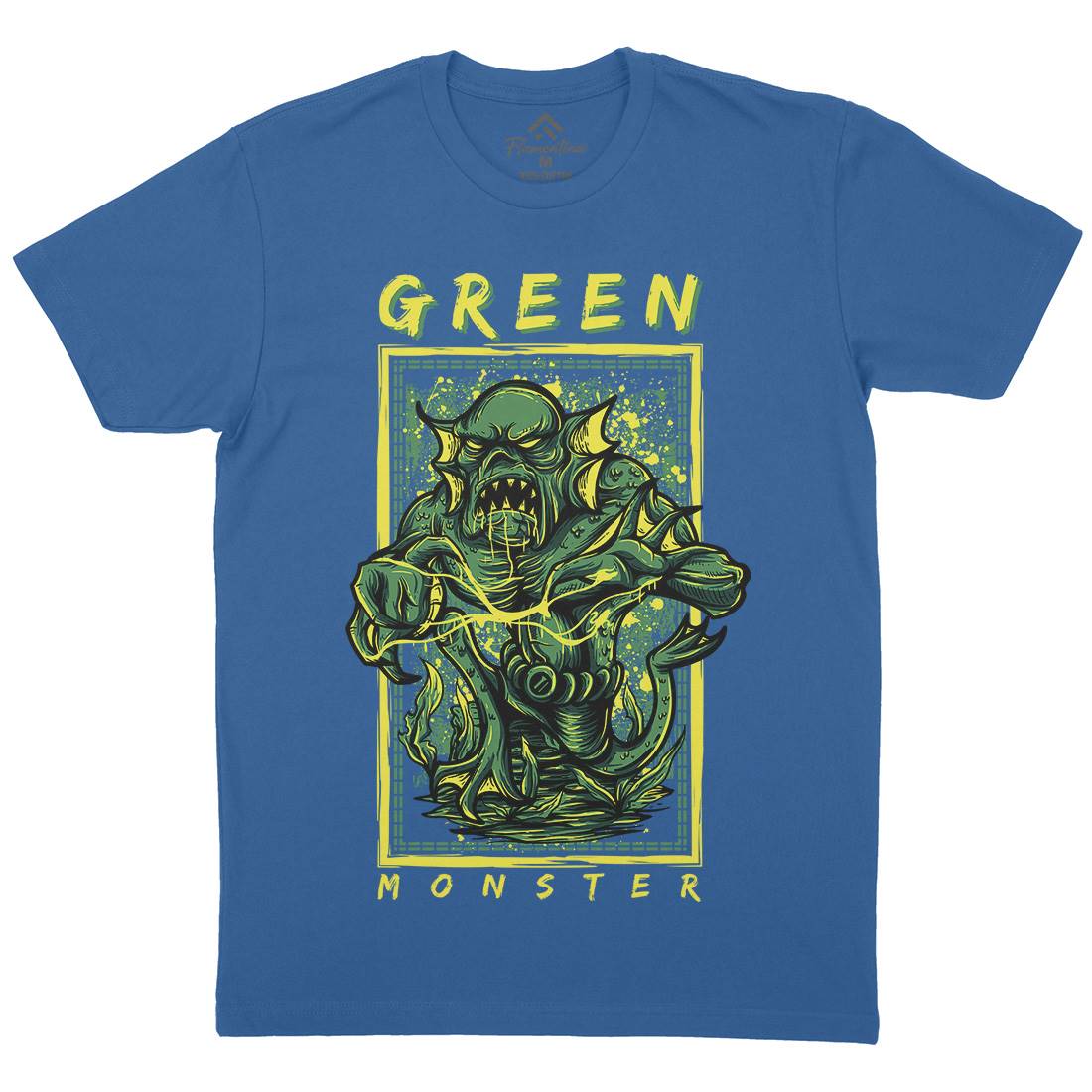 Green Monster Mens Organic Crew Neck T-Shirt Horror D603