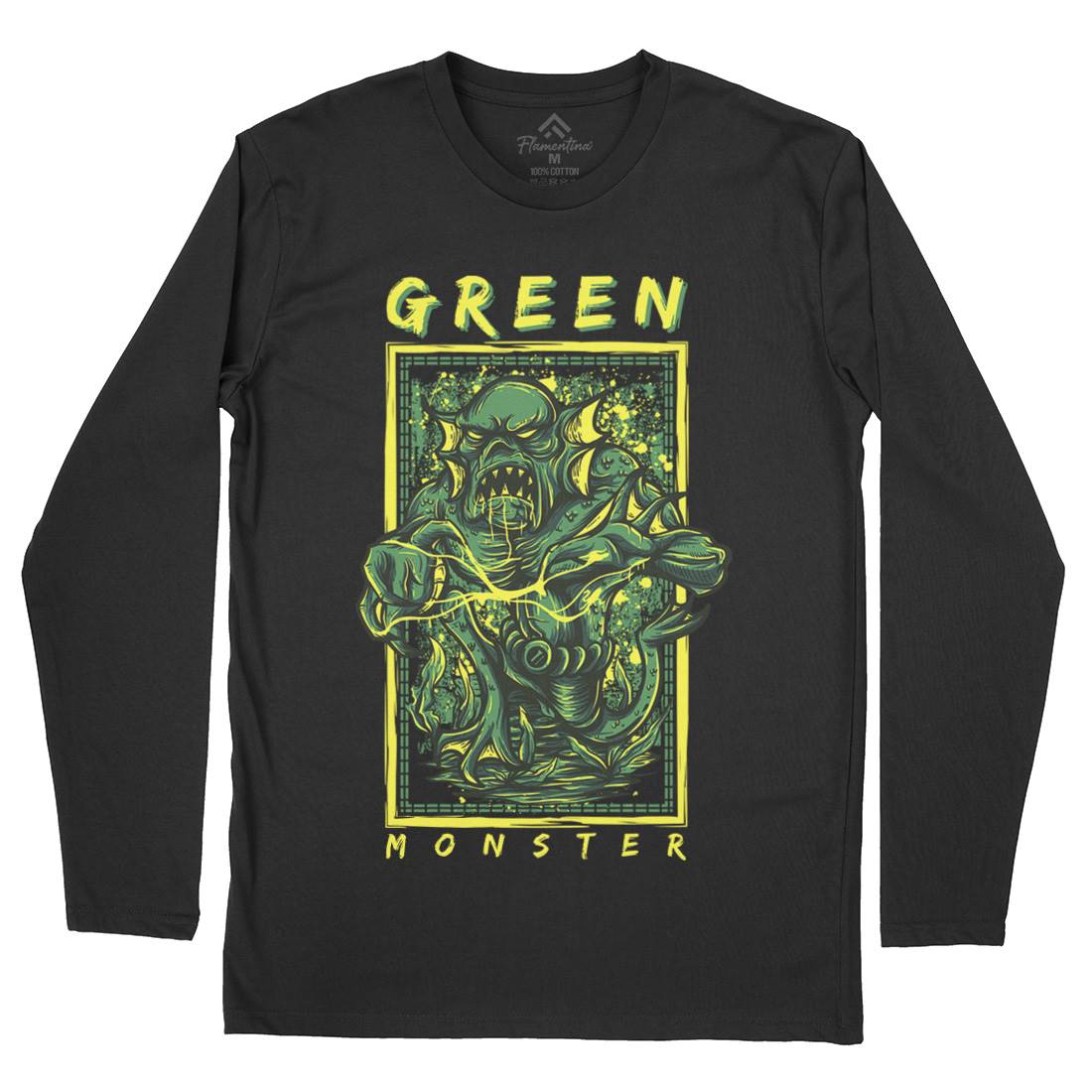 Green Monster Mens Long Sleeve T-Shirt Horror D603