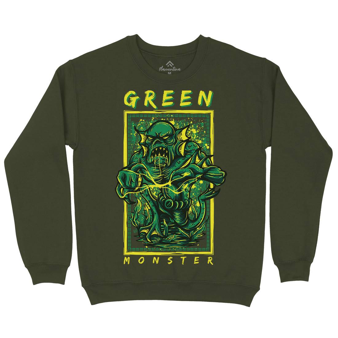 Green Monster Mens Crew Neck Sweatshirt Horror D603