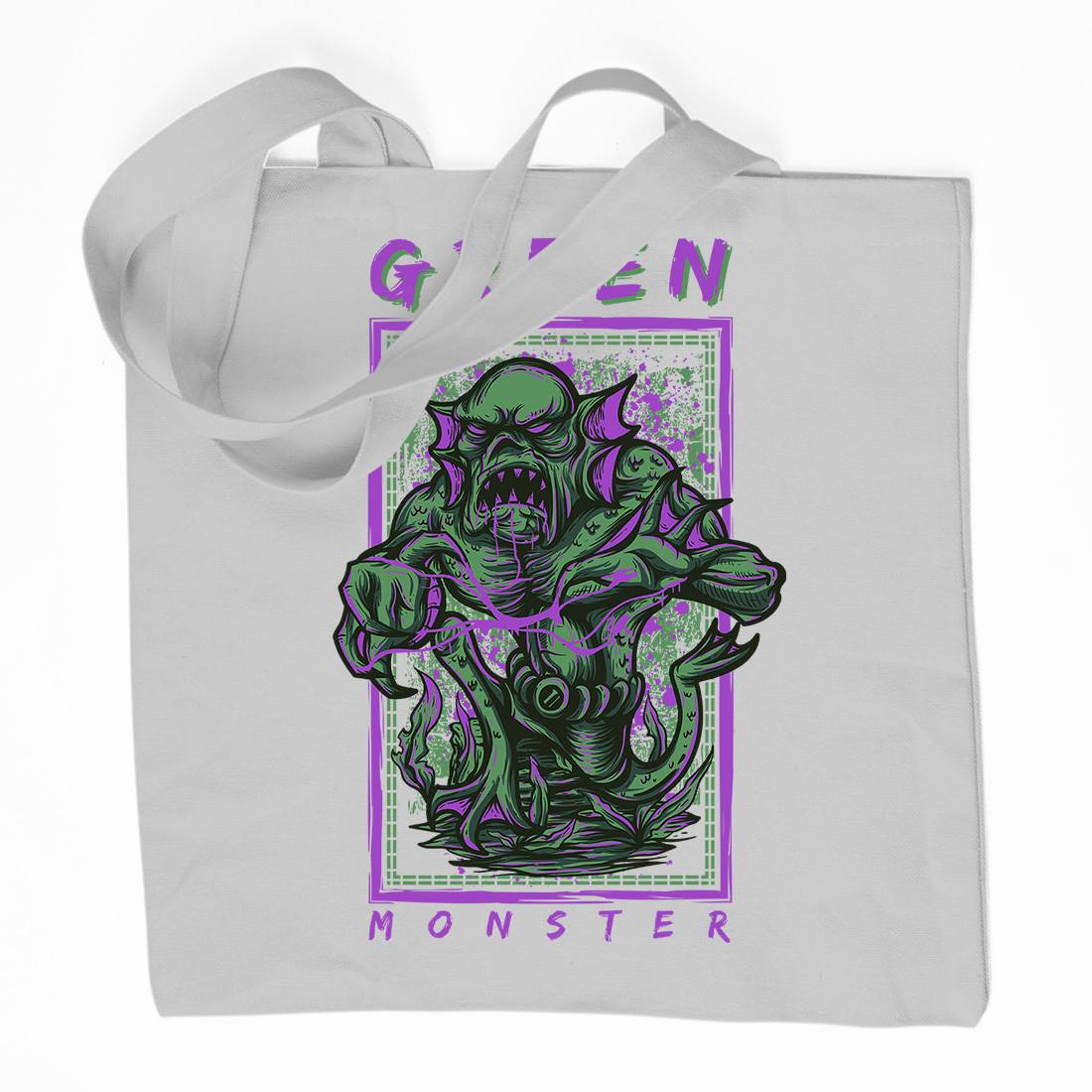 Green Monster Organic Premium Cotton Tote Bag Horror D603