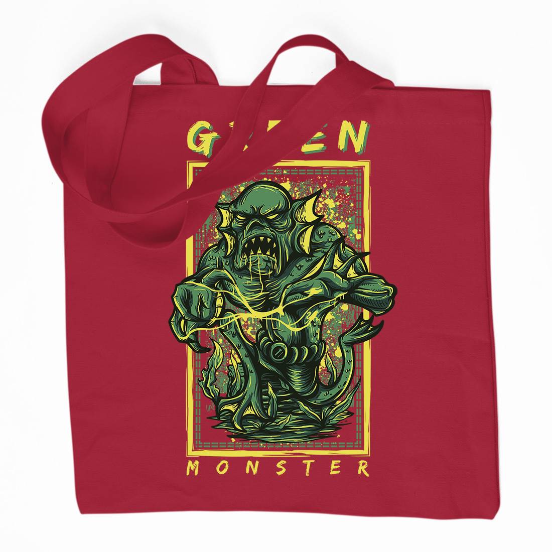 Green Monster Organic Premium Cotton Tote Bag Horror D603