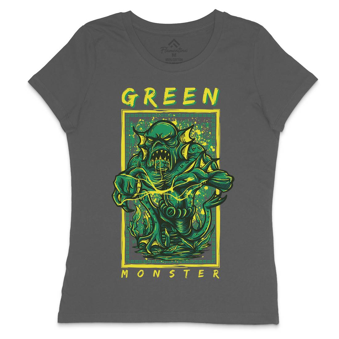 Green Monster Womens Crew Neck T-Shirt Horror D603