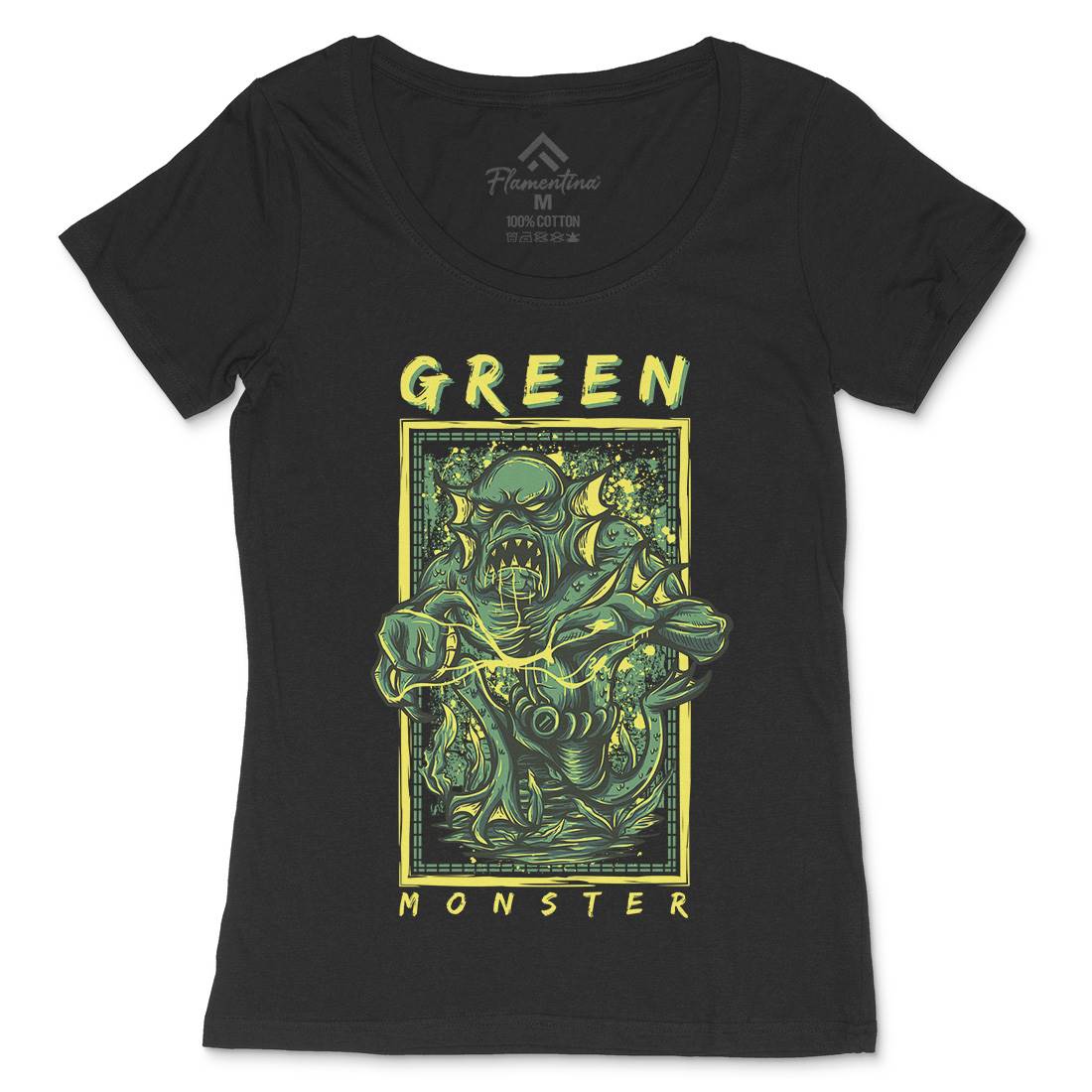 Green Monster Womens Scoop Neck T-Shirt Horror D603