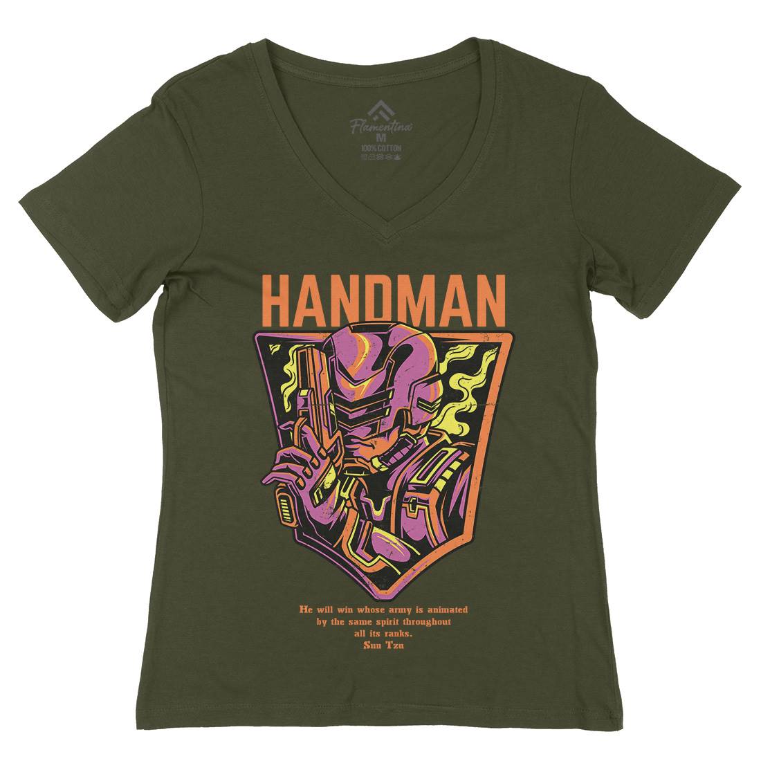Handman Womens Organic V-Neck T-Shirt Space D605