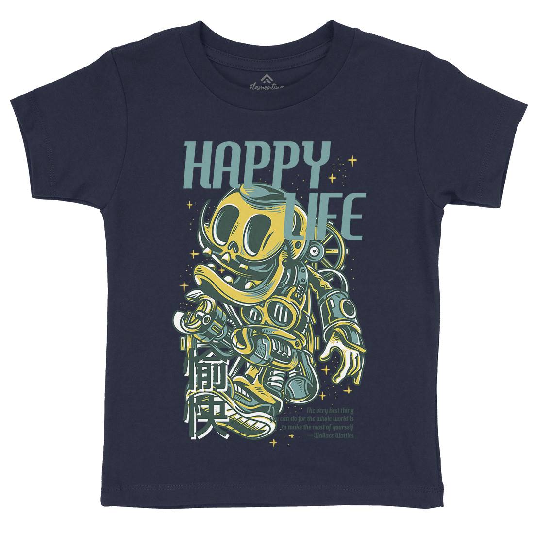 Happy Life Kids Crew Neck T-Shirt Space D606