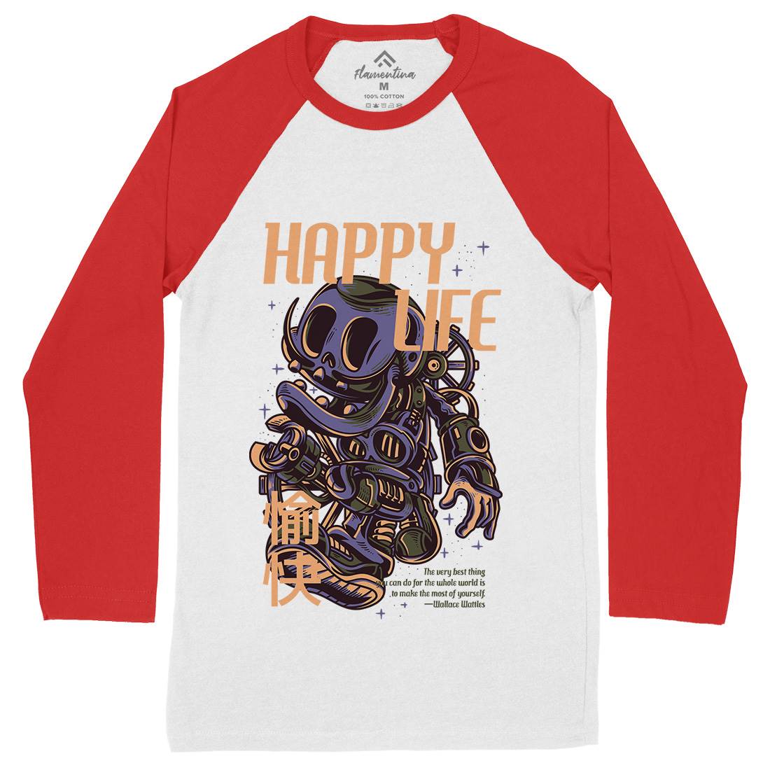 Happy Life Mens Long Sleeve Baseball T-Shirt Space D606