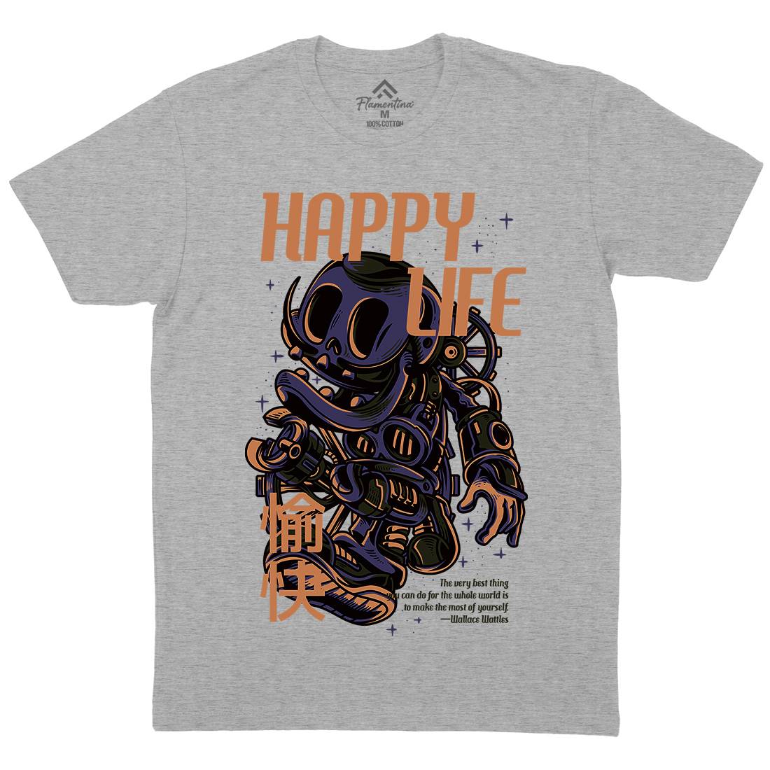 Happy Life Mens Crew Neck T-Shirt Space D606