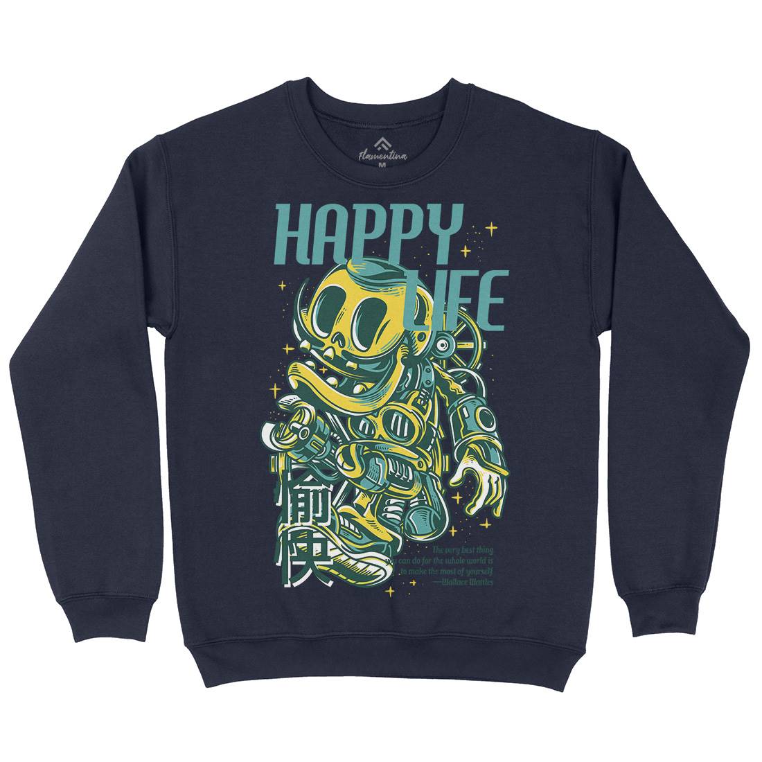 Happy Life Mens Crew Neck Sweatshirt Space D606