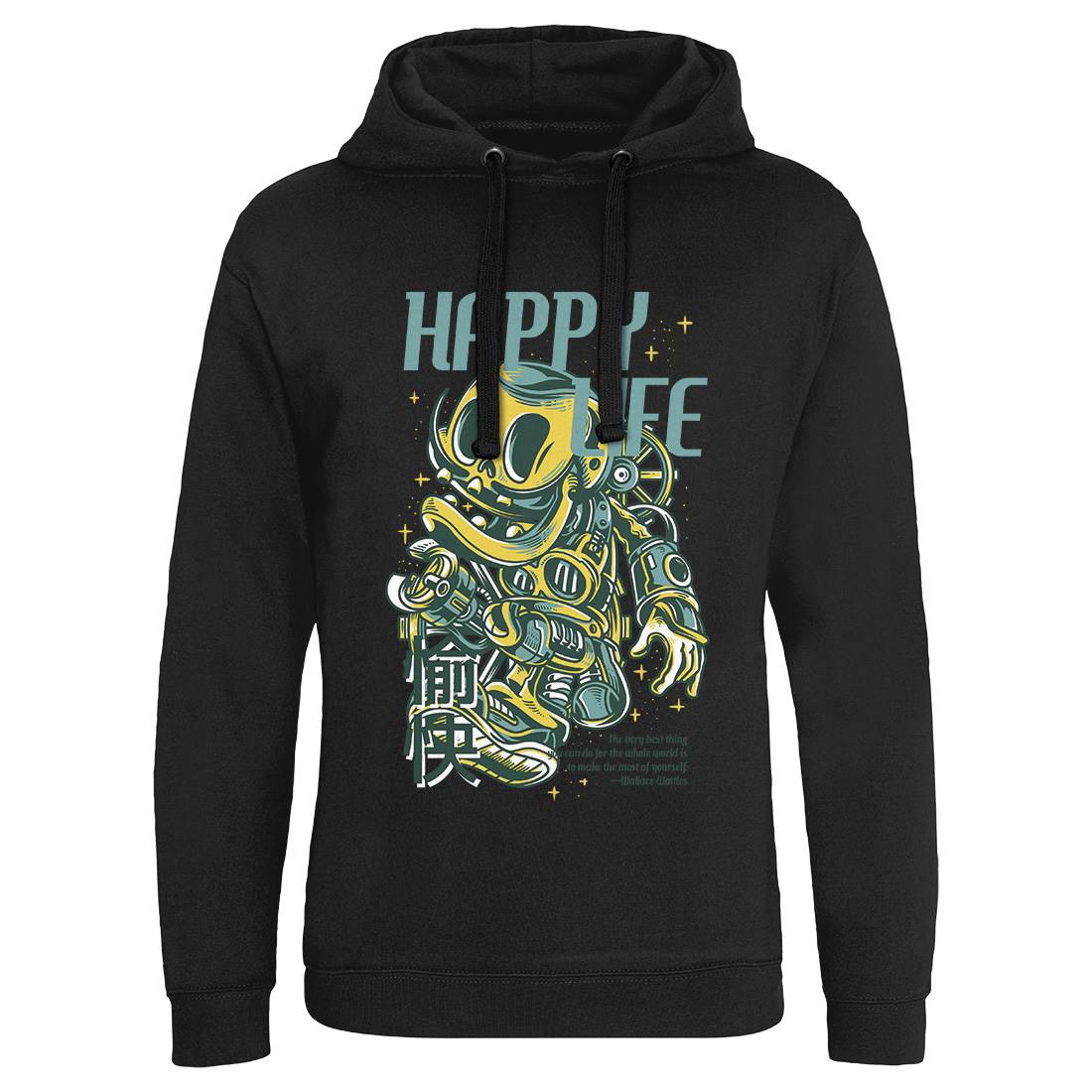 Happy Life Mens Hoodie Without Pocket Space D606