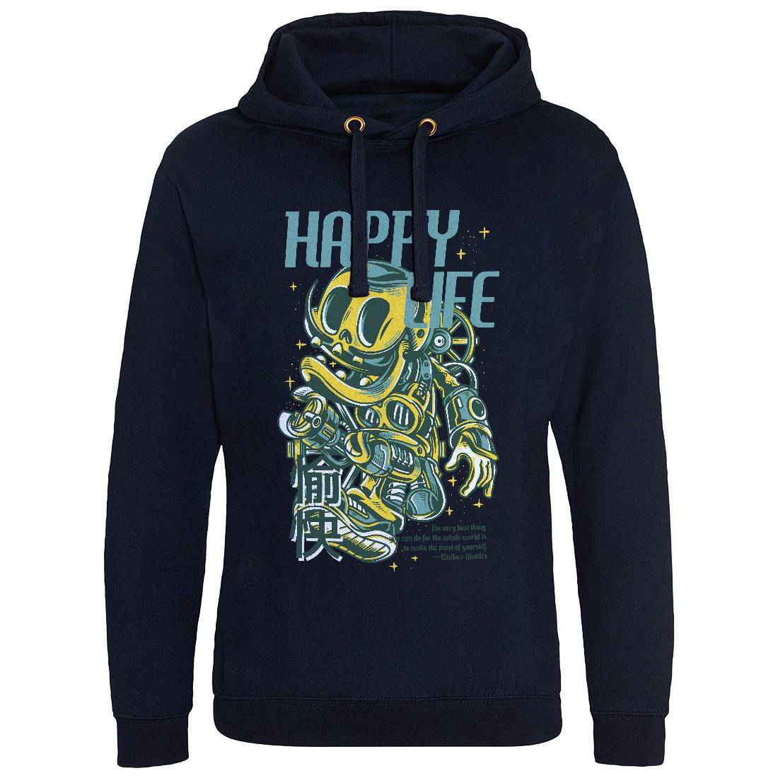 Happy Life Mens Hoodie Without Pocket Space D606