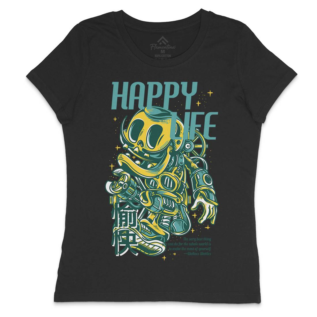 Happy Life Womens Crew Neck T-Shirt Space D606