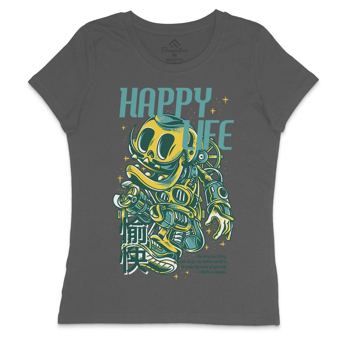 Happy Life Womens Crew Neck T-Shirt Space D606