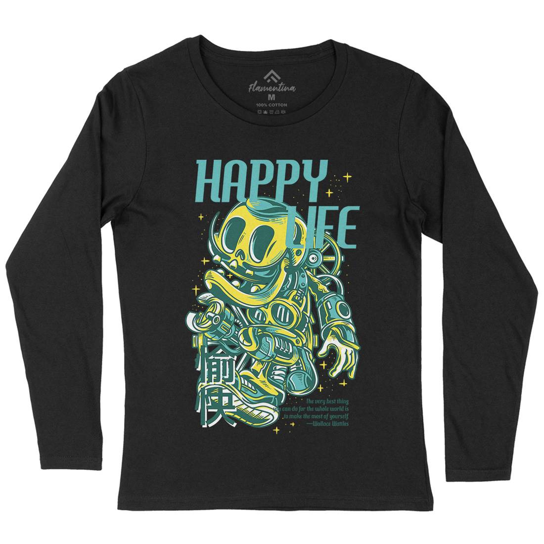 Happy Life Womens Long Sleeve T-Shirt Space D606