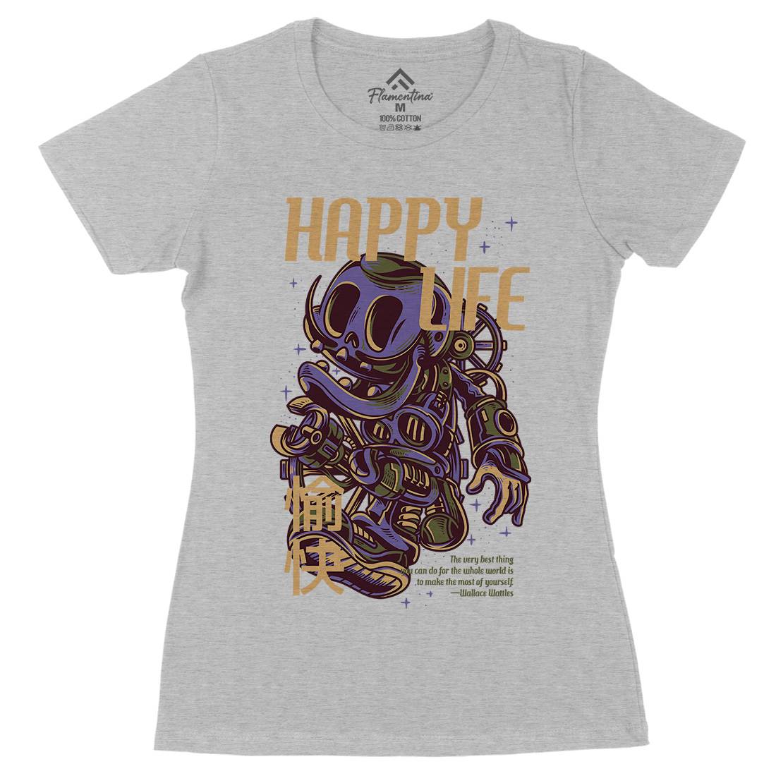 Happy Life Womens Organic Crew Neck T-Shirt Space D606