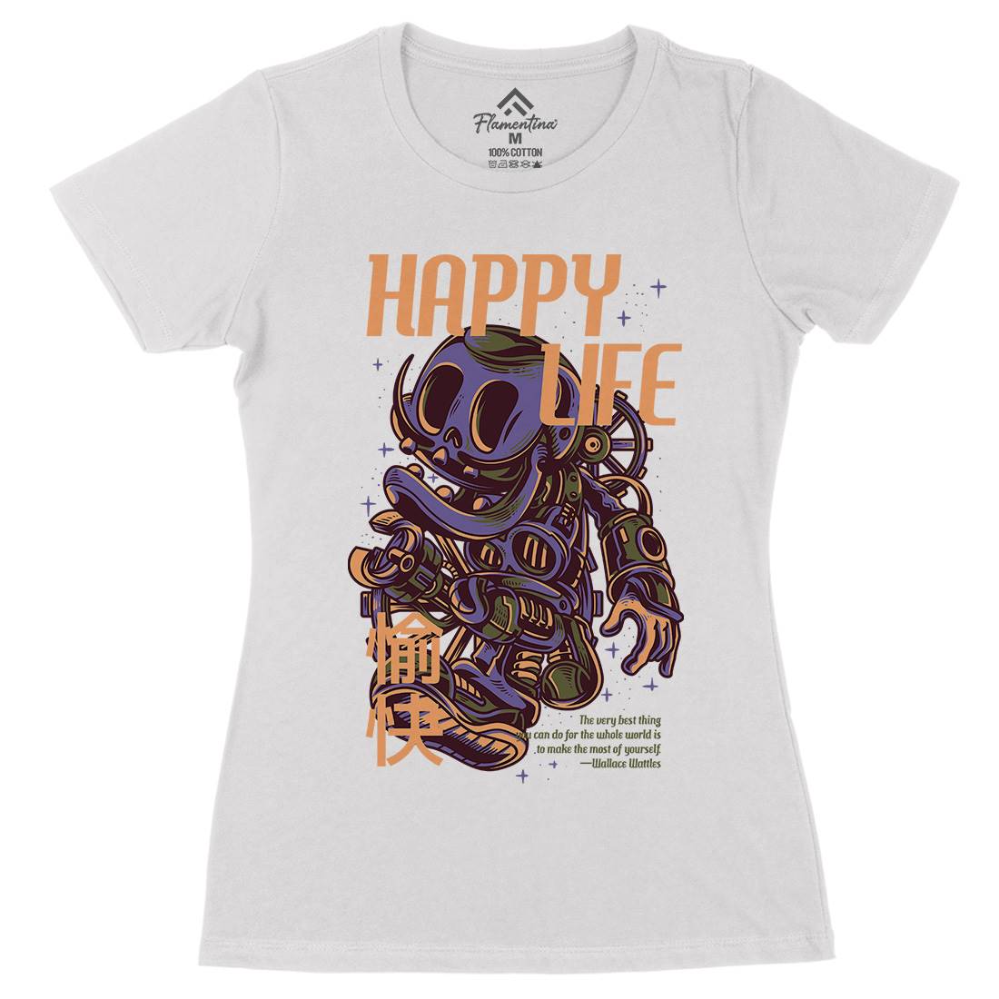 Happy Life Womens Organic Crew Neck T-Shirt Space D606