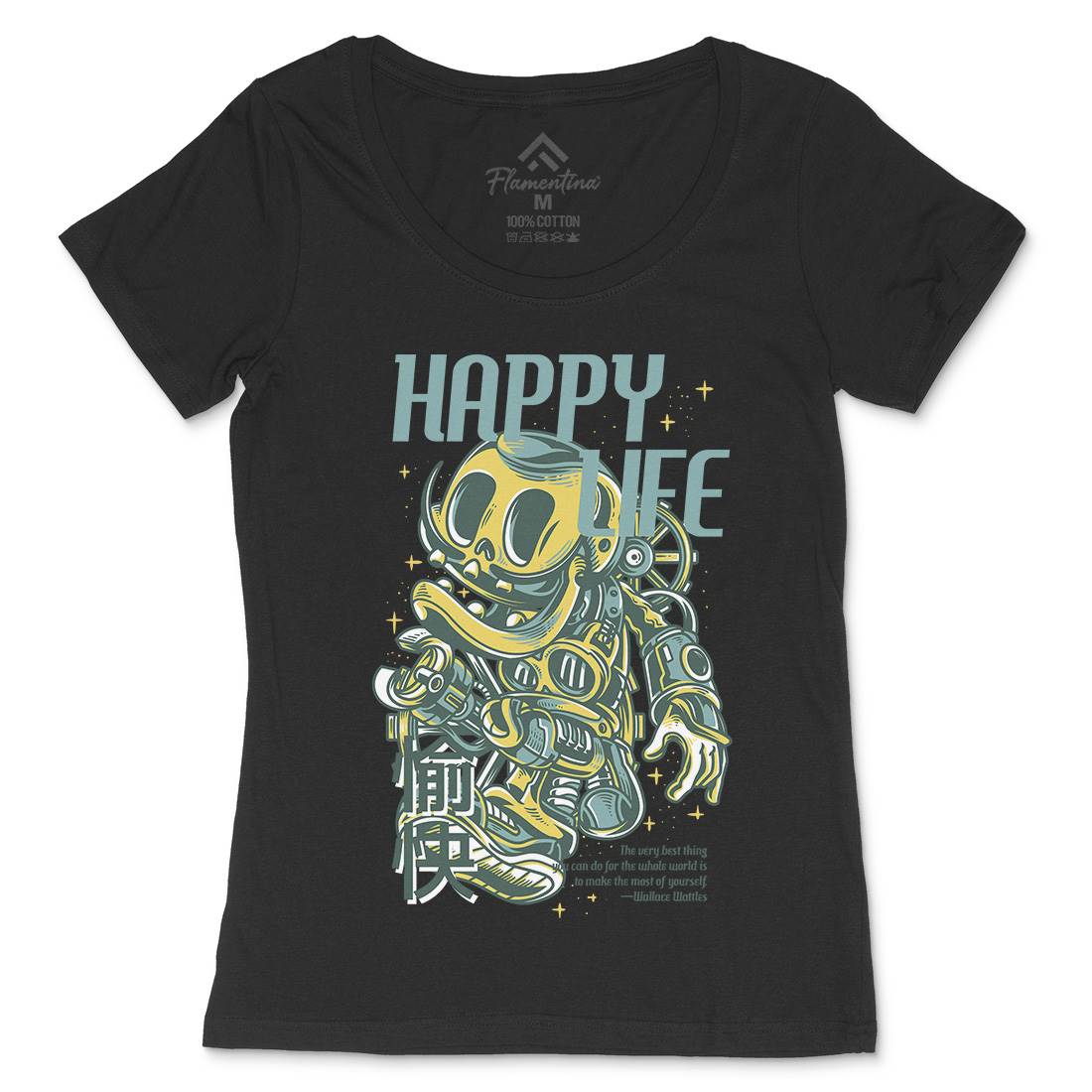 Happy Life Womens Scoop Neck T-Shirt Space D606