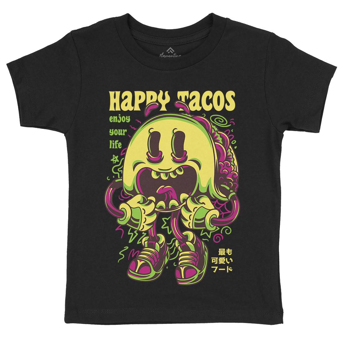 Happy Tacos Kids Organic Crew Neck T-Shirt Food D607