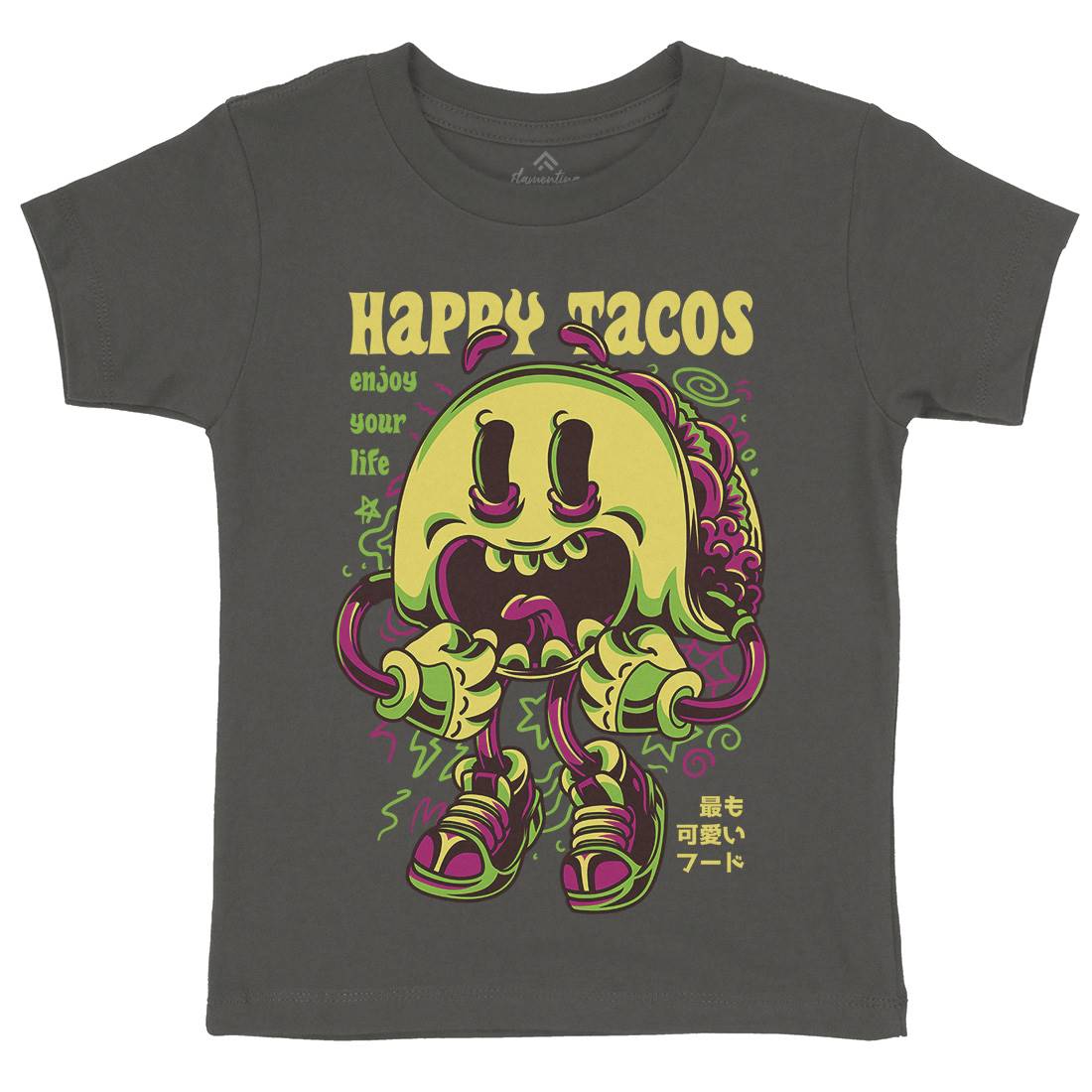 Happy Tacos Kids Crew Neck T-Shirt Food D607