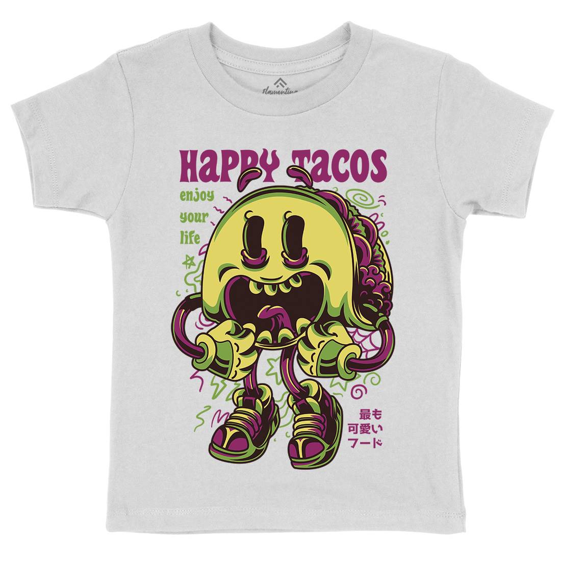 Happy Tacos Kids Organic Crew Neck T-Shirt Food D607