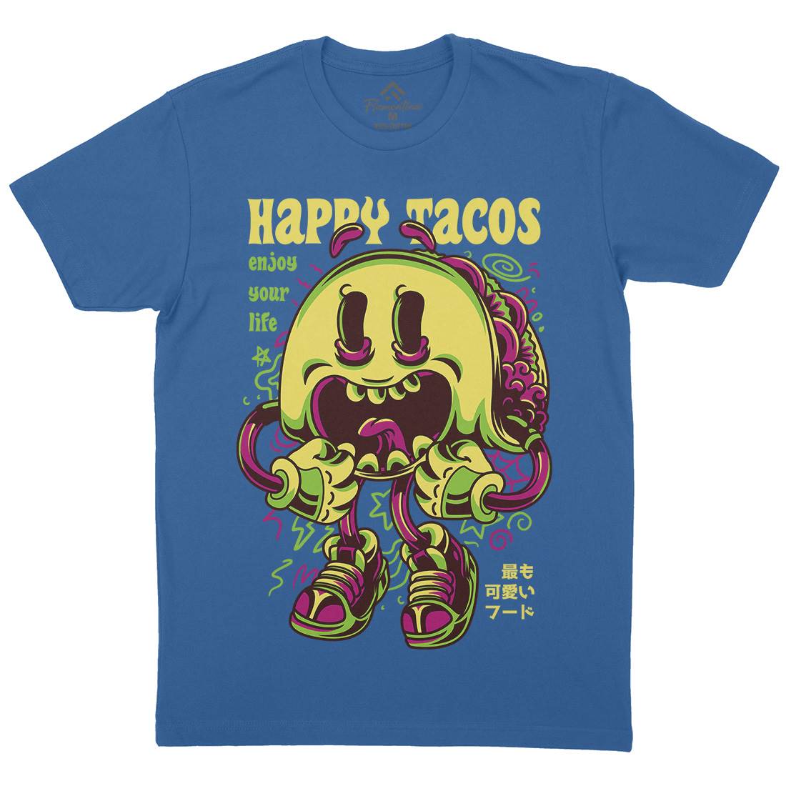 Happy Tacos Mens Crew Neck T-Shirt Food D607