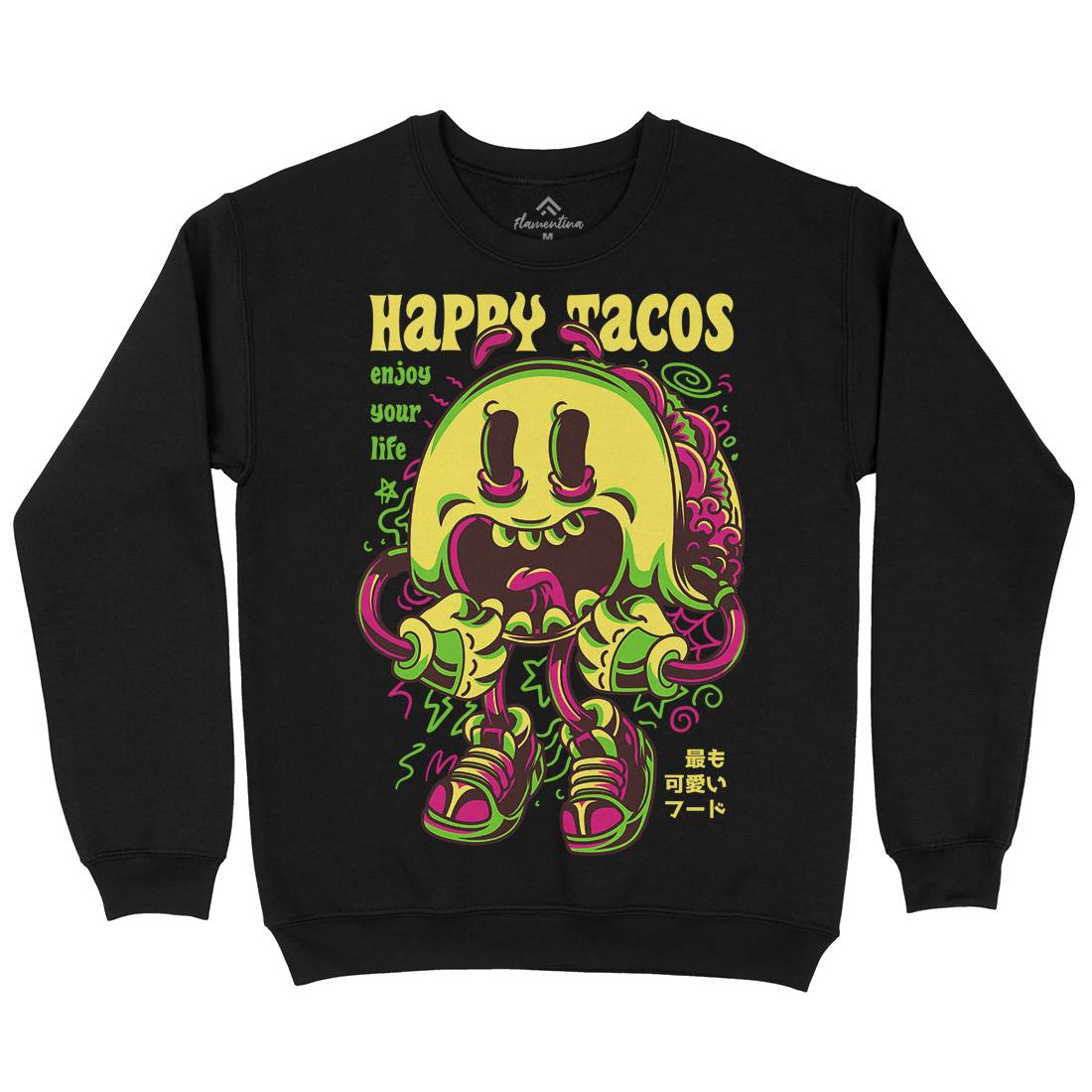 Happy Tacos Mens Crew Neck Sweatshirt Food D607