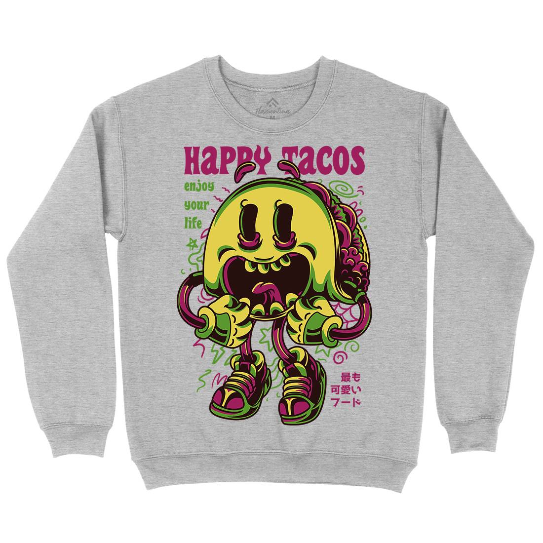 Happy Tacos Kids Crew Neck Sweatshirt Food D607