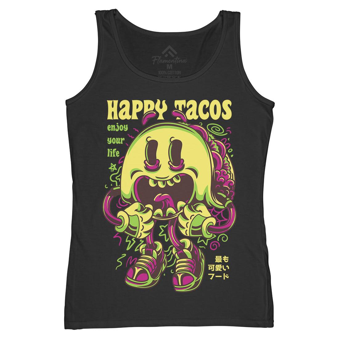 Happy Tacos Womens Organic Tank Top Vest Food D607