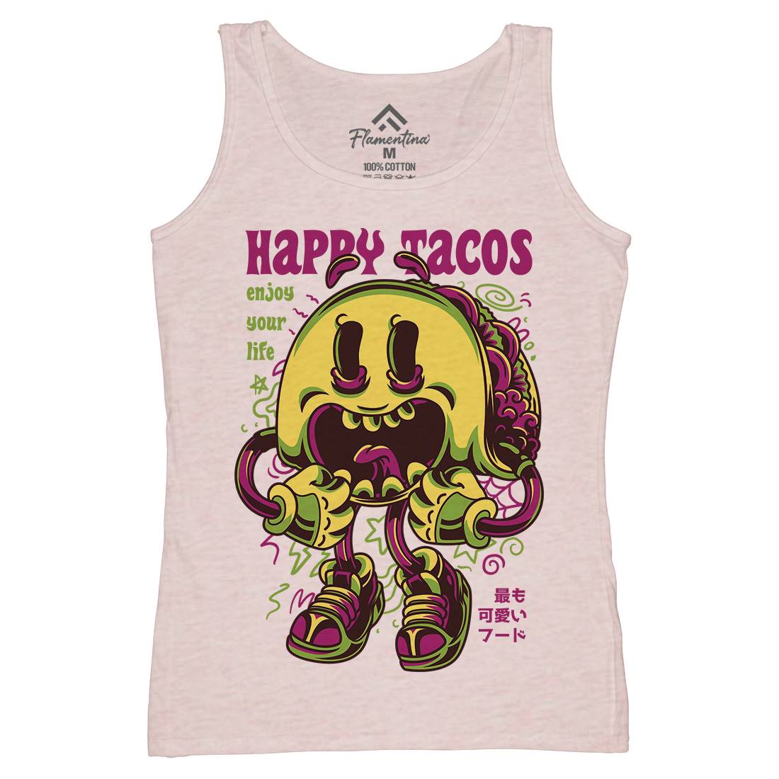 Happy Tacos Womens Organic Tank Top Vest Food D607