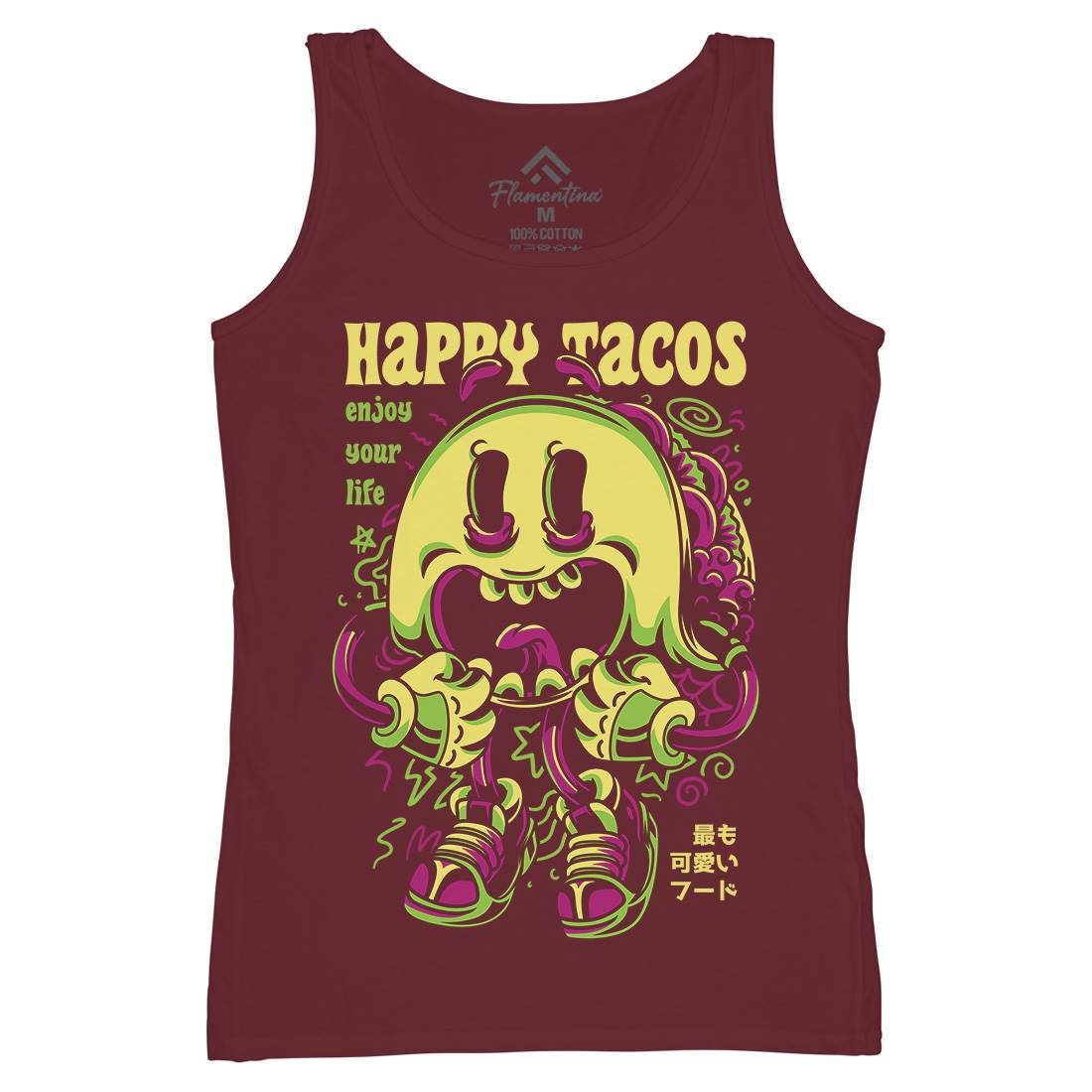 Happy Tacos Womens Organic Tank Top Vest Food D607