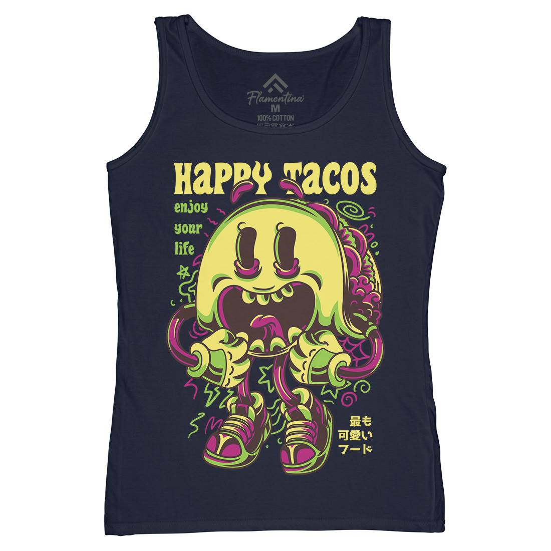 Happy Tacos Womens Organic Tank Top Vest Food D607