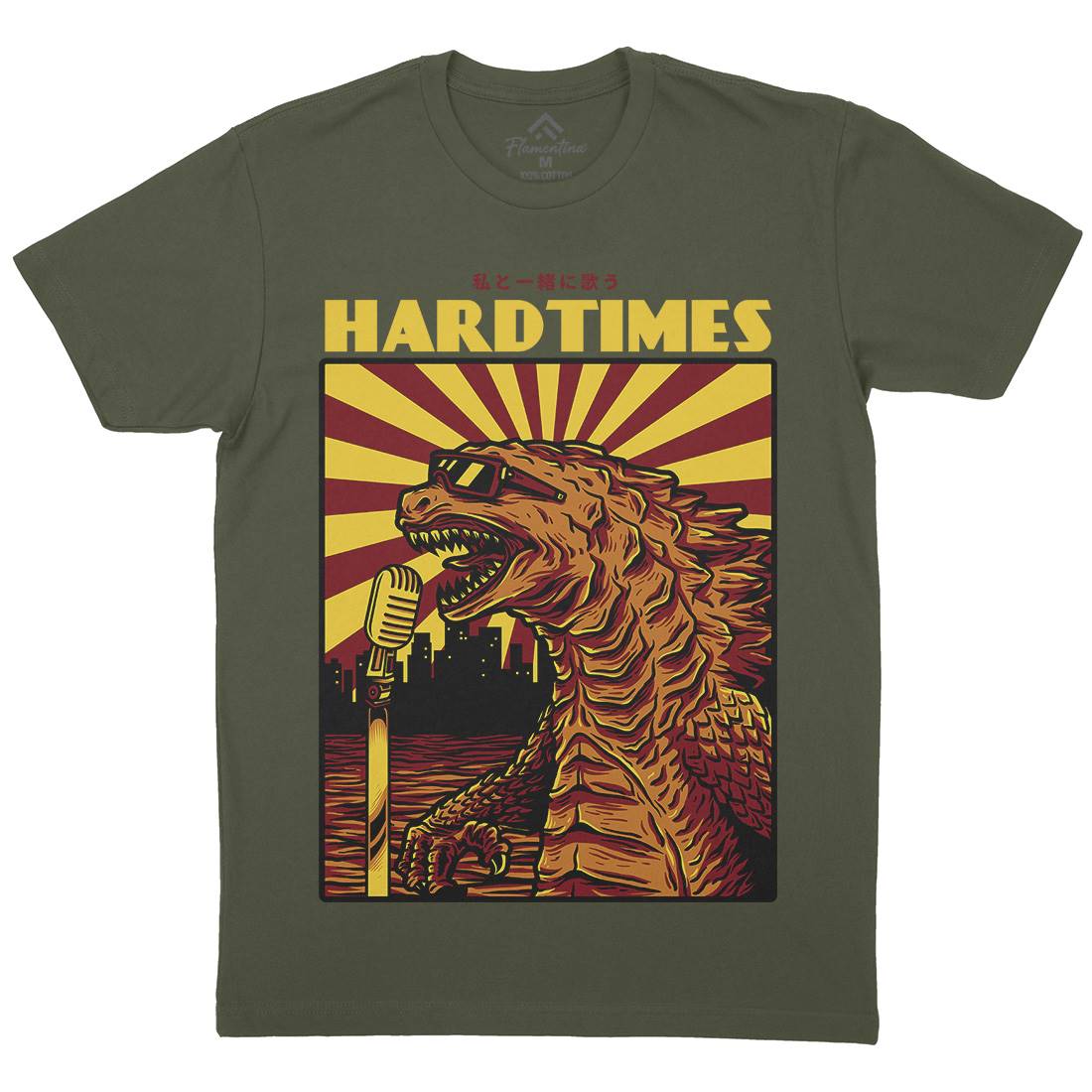 Hard Times Mens Organic Crew Neck T-Shirt Horror D608