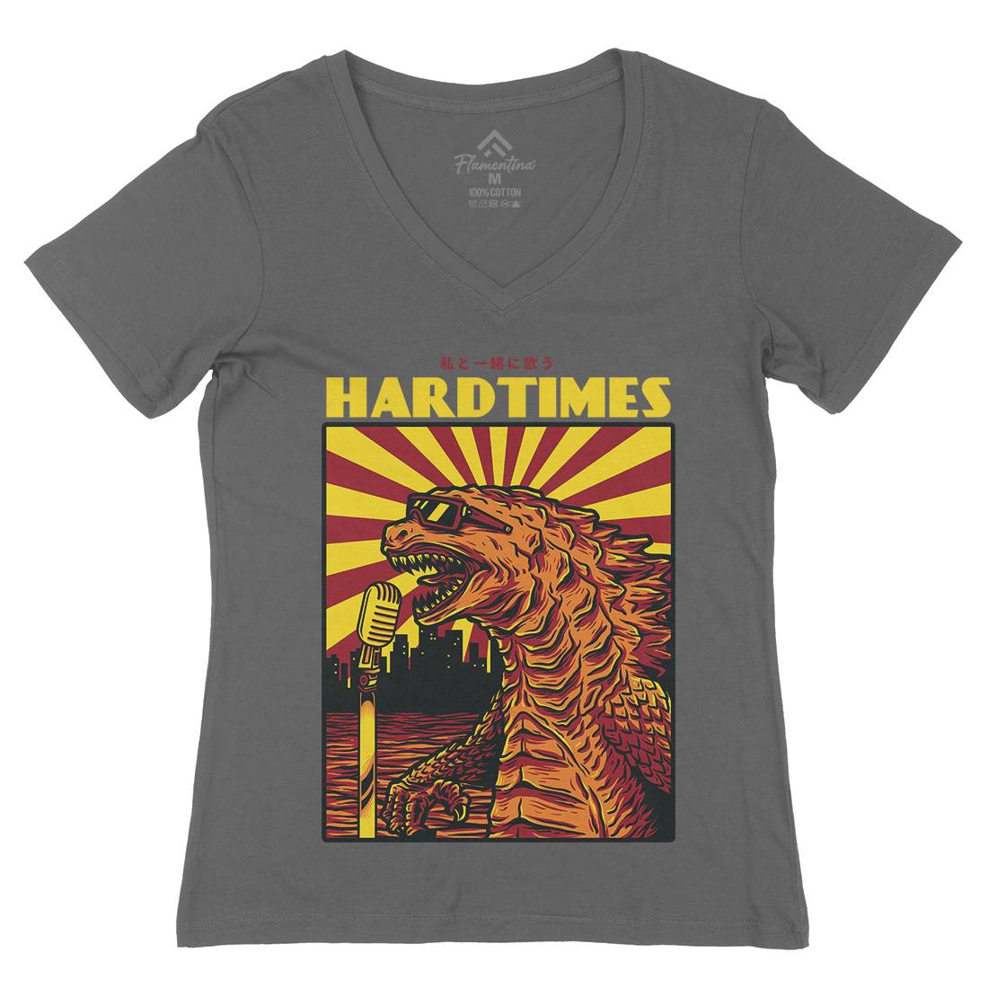 Hard Times Womens Organic V-Neck T-Shirt Horror D608