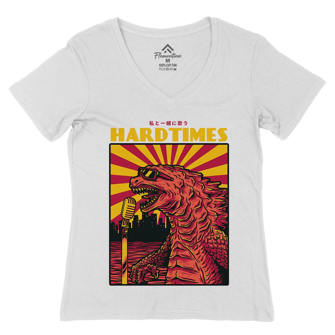 Hard Times Womens Organic V-Neck T-Shirt Horror D608