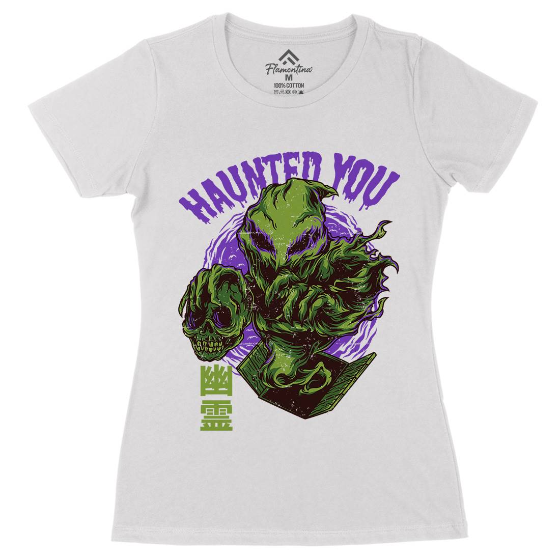 Haunted You Womens Organic Crew Neck T-Shirt Horror D609