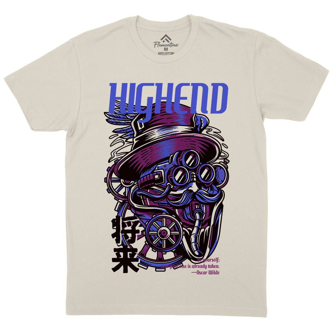 High End Mens Organic Crew Neck T-Shirt Steampunk D610