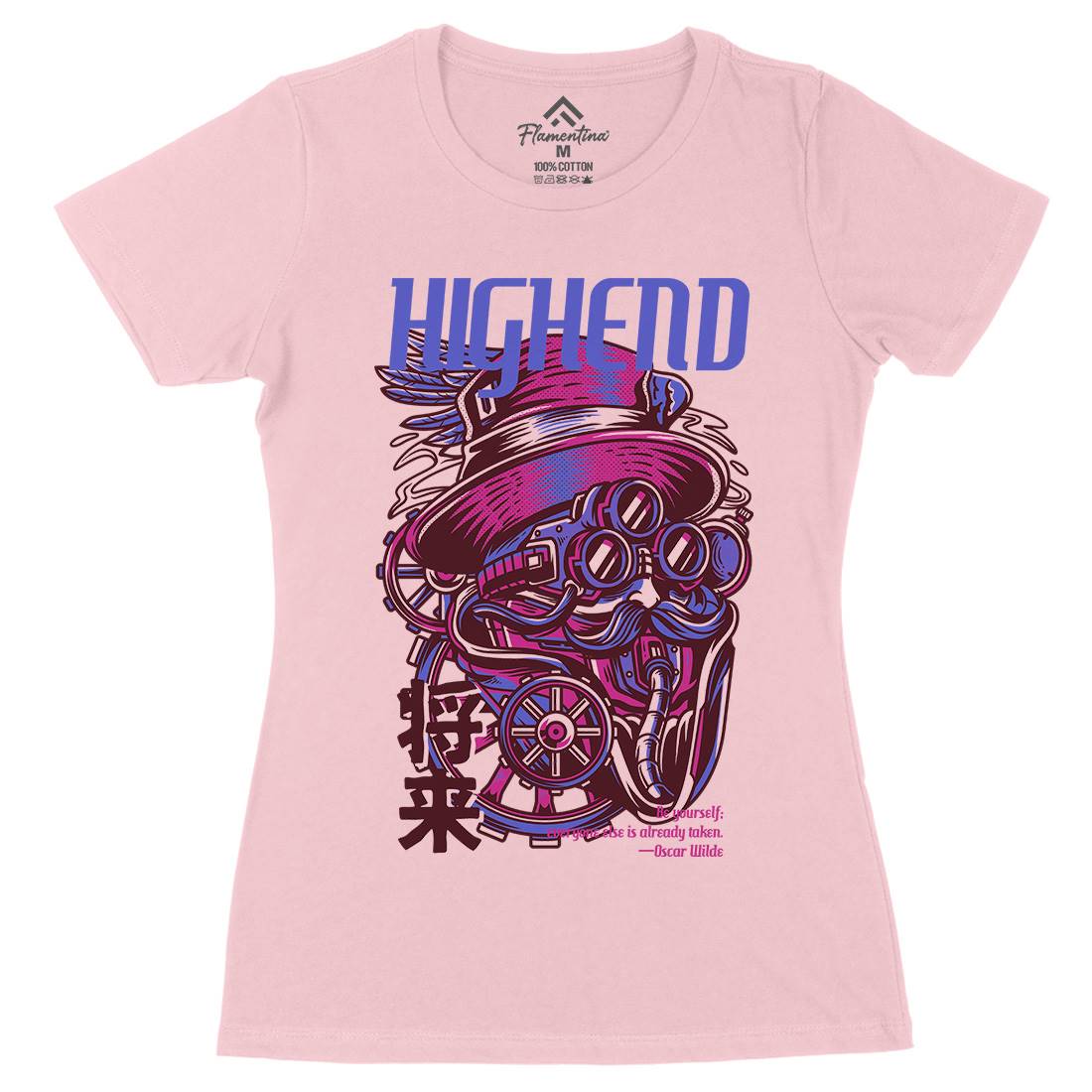 High End Womens Organic Crew Neck T-Shirt Steampunk D610