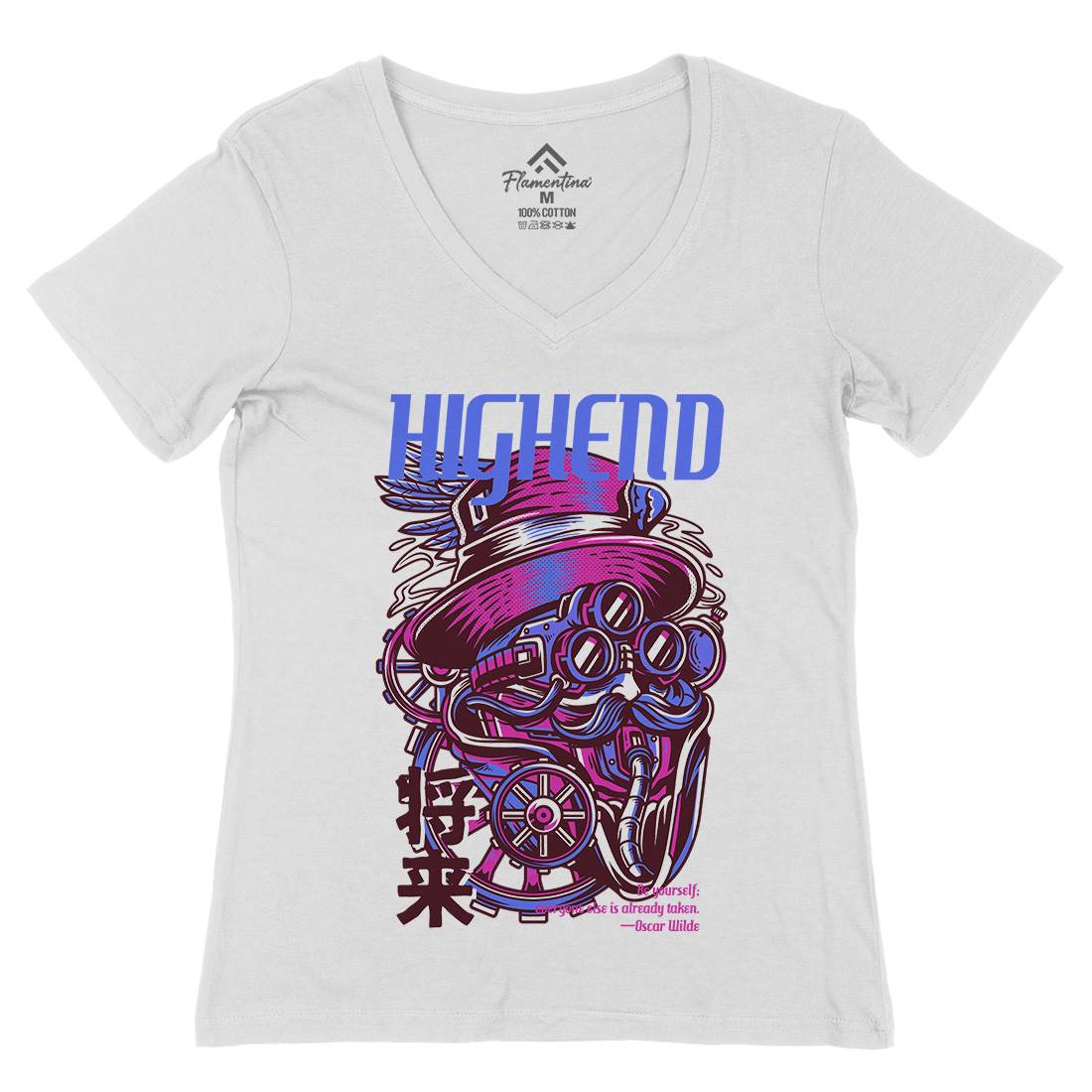 High End Womens Organic V-Neck T-Shirt Steampunk D610