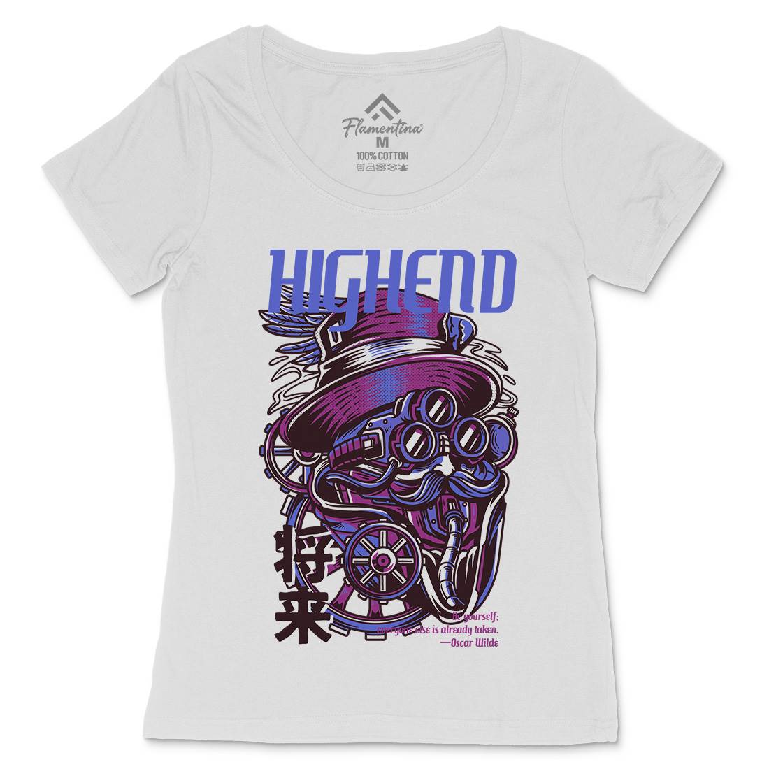 High End Womens Scoop Neck T-Shirt Steampunk D610