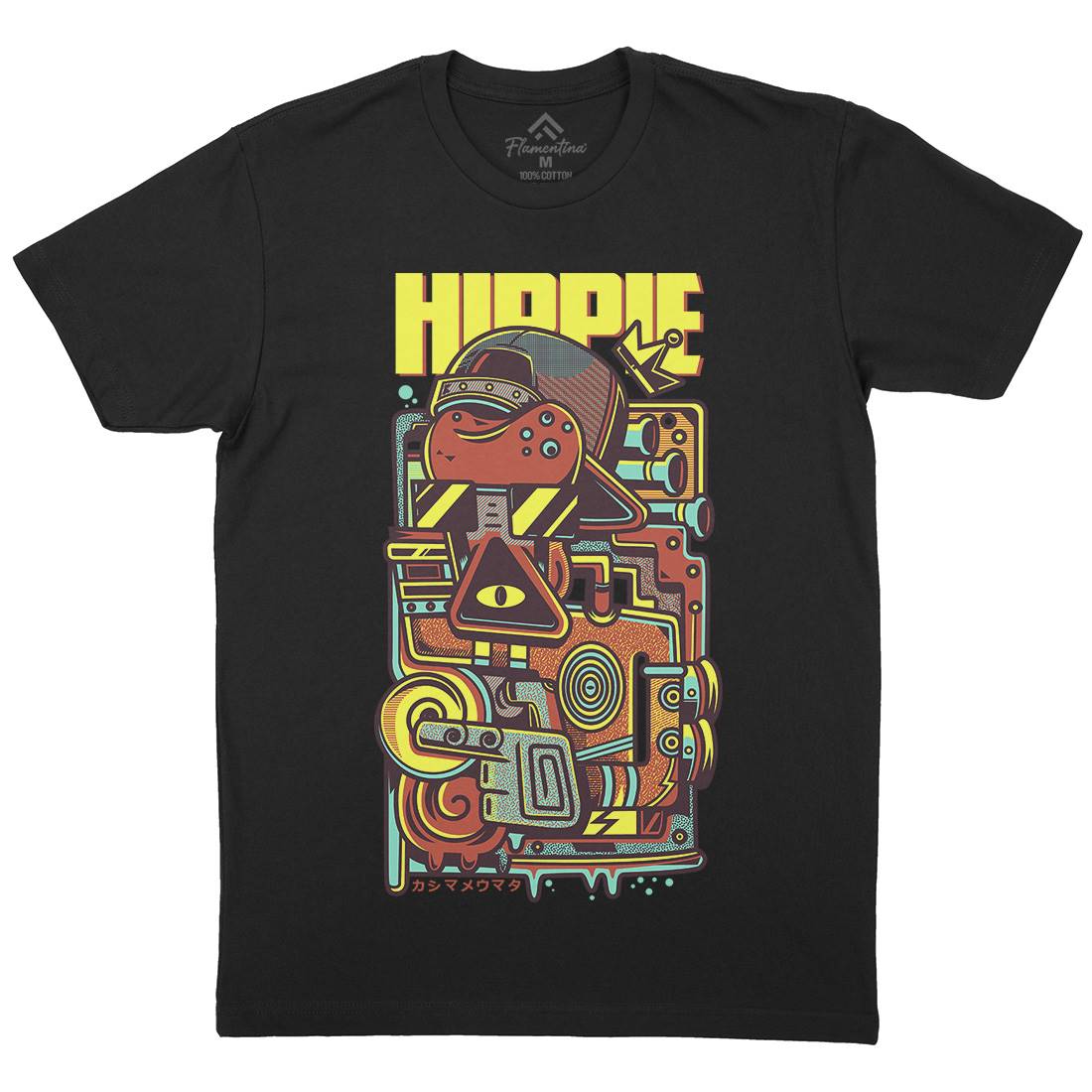 Hippie Mens Crew Neck T-Shirt Space D611